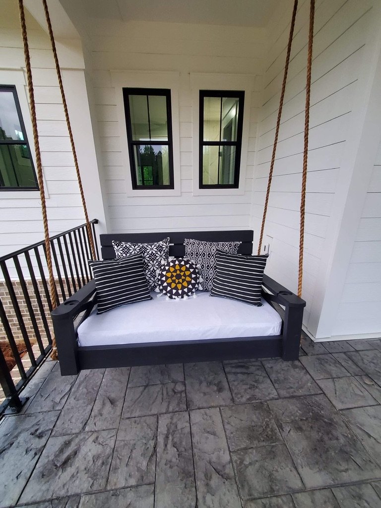 Crib-size bed swing, modern farmhouse style